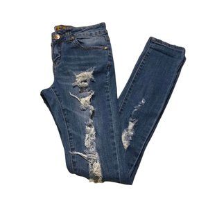 V. I. P. JEANS Blue Ripped Jeans Size 0.